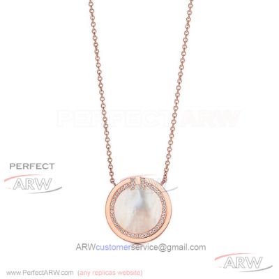 AAA Replica Tiffany T Two Diamond And White Onyx Circle Pendant In Rose Gold